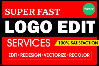 edit, recolor, change font, vectorize, make transparent png logo
