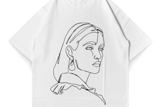 create minimalist line art t shirt illustrations