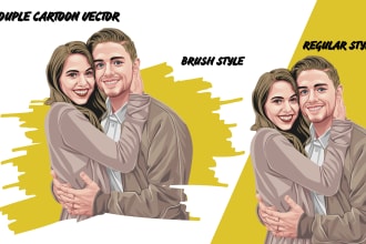 draw a couple photos into a unique cartoon vector
