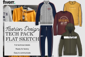 design fashion apparel flat sketch tech pack