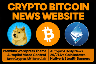 build crypto bitcoin news website for passive income