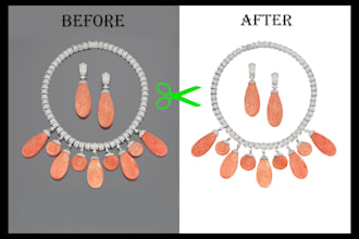do retouch jewelry image and make white or transparent background
