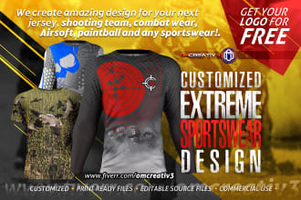 sportswear design custom sublimation, shooting, airsoft, hunting, paintball