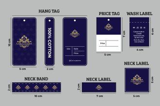 design luxury clothing tag, hang tag, price tag, and labels full set