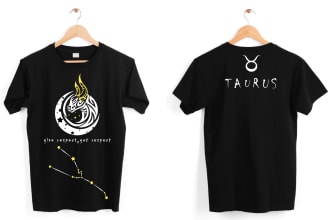design a tshirt with the zodiacs sign, symbol, and logo