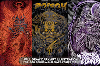 draw horror dark art character creature illustration cover