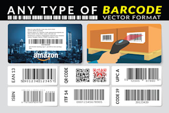 create any qr code, fnsku, barcode, amazon label sticker in 1 hour