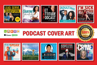 design professional podcast cover artwork, podcast logo