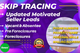 give you real estate motivated seller leads with skip tracing