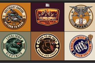 create badge, patch logo design and illustration for tshirt