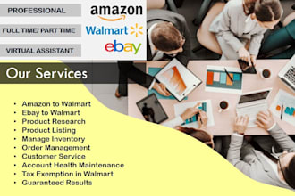 be your VA for amazon , walmart , ebay, shopify dropshipping seller center
