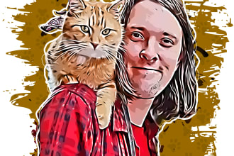 do awesome illustration your photo or animal pet cartoon portrait