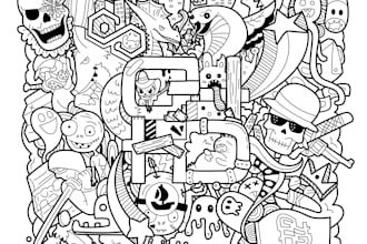 create cartoon doodle art illustration for your project