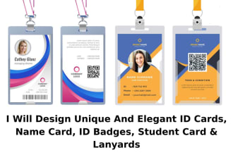 design unique and elegant id cards, name card, id badges, student card, lanyards