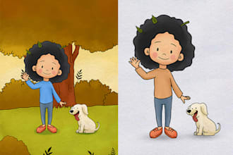 design cute children book illustrations