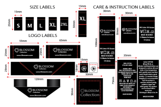 design clothing tag, clothing label, clothing hang tag, neck label, care label