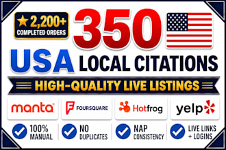 do 350 USA local citations and directory submission for local SEO