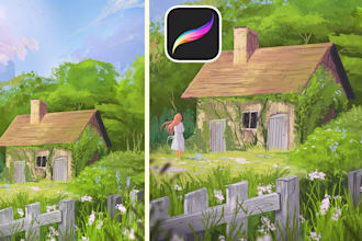 draw anime background scene