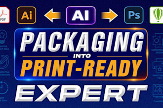 redesign ai generated packaging design into print ready illustrator, dielines
