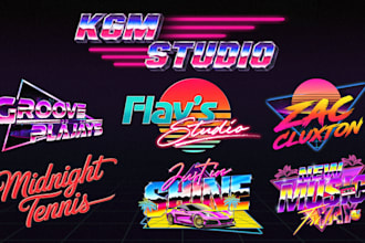 design 80s futuristic synthwave retro logo with neon