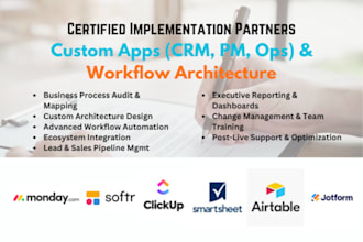 implement your custom monday, quickbase, smartsheets, or airtable solutions