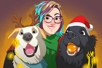 cartoon your self or pet potrait as disney style
