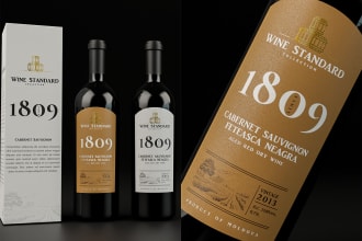 do professional print ready wine label design and bottle mockup