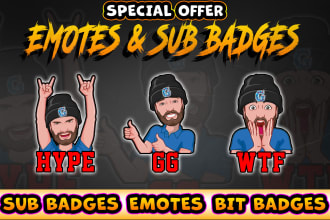 design twitch sub badges and twitch emotes