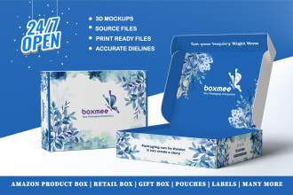 do packaging box design, mailer box, label design with 3d mockup