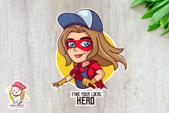 design amazing mascot, character and caricature superhero logo