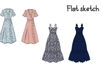 create your fashion illustration and flat sketch