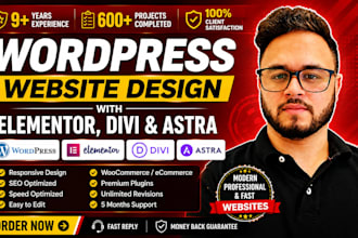 design wordpress website with elementor, divi and astra