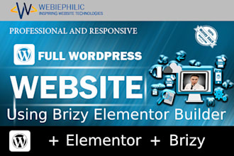 design wordpress website with brizy or elementor builder, and astra theme