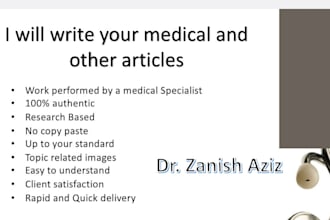 write medical and health articles including powerpoint ppts