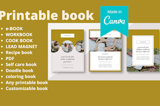 design printable ebook, workbook, lead magnet, course book, cookbook on canva