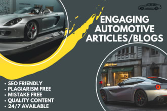 write SEO based automotive articles and blog posts on cars