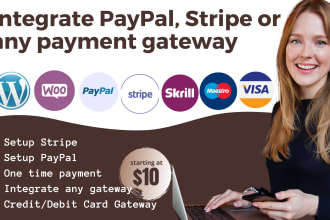 setup stripe or integrate paypal payment gateway in wordpress