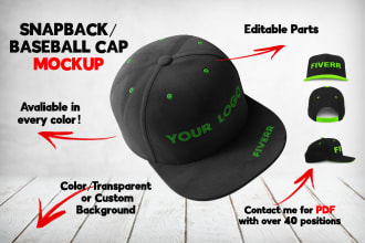 do snapback or baseball cap mockup with your logo