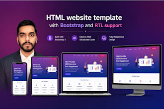 create HTML website template with bootstrap and rtl support