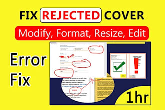 fix error, modify, resize, edit book cover, ebook cover, amazon KDP manuscript
