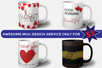 create a custom mug or coffee cup design within 6 hours