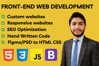 do custom HTML, CSS, javascript bootstrap responsive website