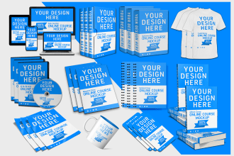 design online course mockup digital product mockup 3d ecover bundle