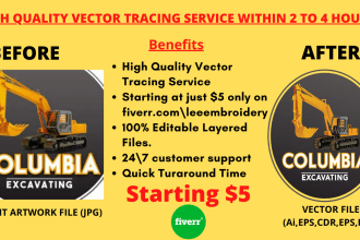 do manual vector tracing, redraw, raster logo,vectorise image