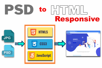 convert jpg, jpeg, png, PSD to HTML responsive CSS