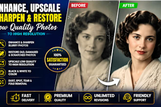 ai upscale, sharpen, restore and enhance your photos to HD quality
