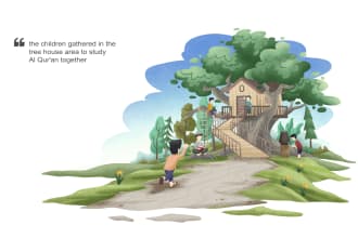 make islamic muslim illustration for children book and other