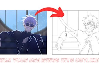 convert any image to outline, vector line art illustration