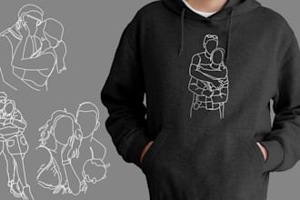 design custom vector line art from your images for apparel and merch