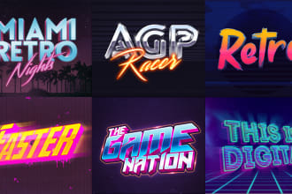 do 80s synthwave retro vintage style neon and chrome 3d logo